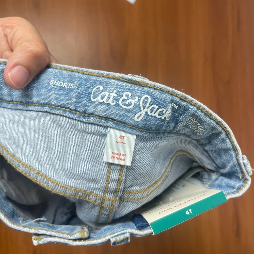 Cat & Jack Girls 4T Tropical Tank Top and Embroidered Denim Shorts Outfit Set